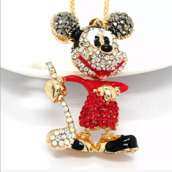 Jewelry - Mickey Mouse gold club crystal rhinestone necklace